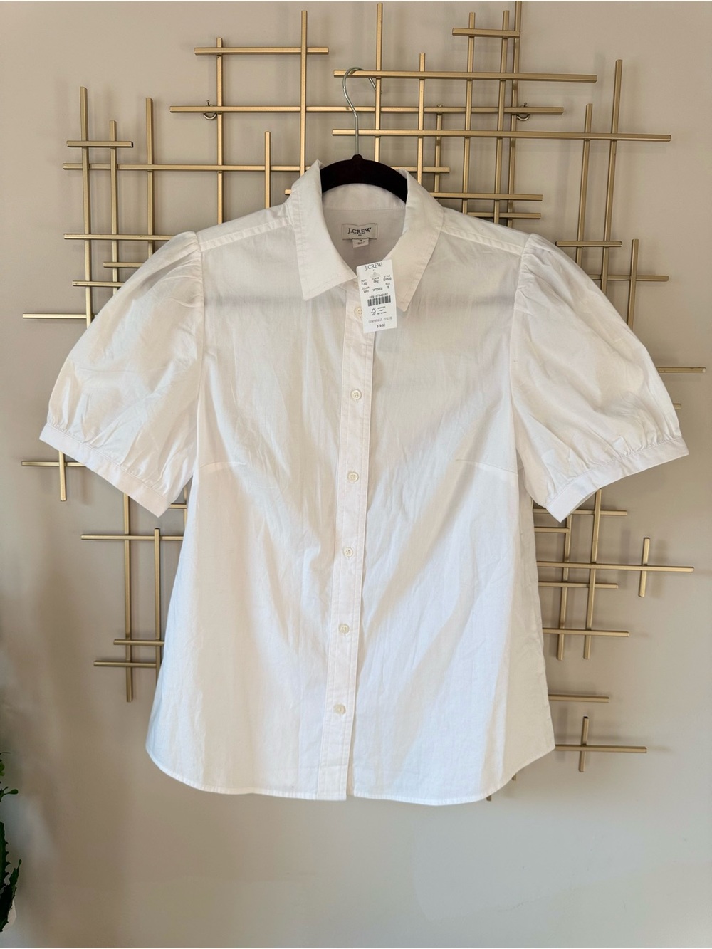 J Crew NWT White Puff Sleeve Button-Up Shirt